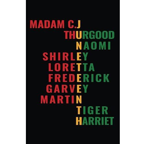 Juneteenth Notebook Journal : Juneteenth Acronym With Names Of Important Black Personalities, Dream Like Leaders: Madam C.J Thurgood Naomi Shirley ... Tiger Harriet | Black Pride African American