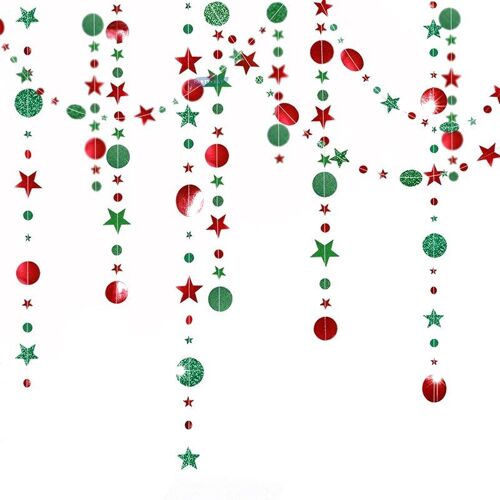 Guirlandes en papier à faire soi-même, drapeaux ronds à étoiles, rouge, vert, décoration de fête d'anniversaire, mariage, bannière