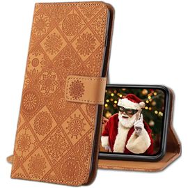 Coque Apple Iphone X Antichoc Housse Pu Leather Gaufrage Flip Case Portefeuille Etui Rabat Bequille Fentes Pour Cartes Magnetique Coque Pour Apple Iphone X Cy3 Brown