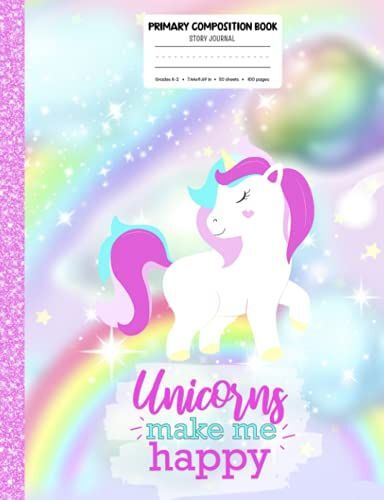 Primary Composition Book: Story Journal For Kids Grades K-2 | Draw And Write Journal For Kindergarten To 2nd Grade Elementary Students | Drawing Space And Dashed Midline Pages | Unicorn Series