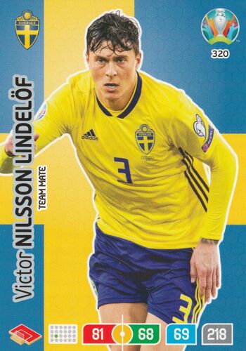 N° 320 - Carte Panini Foot Adrenalyn Xl - Uefa Euro 2020 - Victor Nilsson Lindelof - Sweden / Suede
