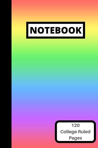 Notebook: Sleek Soft Rainbow Notebook/Journal Blank Lined College Ruled Pages