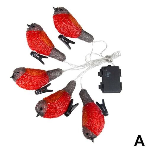 Guirlande Solaire Led Robin Oiseau Mockingbird, 5 Cordes Décoratives Usb Avec Batterie, Clip C1c2