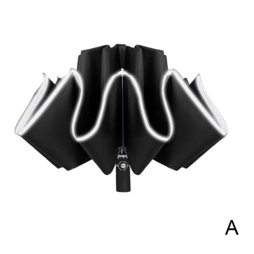 Parapluie Pliant Automatique Réfléchissant, Ouverture Et Fermeture Automatiques, Parapluie Inversé À Trois Volets En Dix Os Pour Hommes Et Femmes U5q0