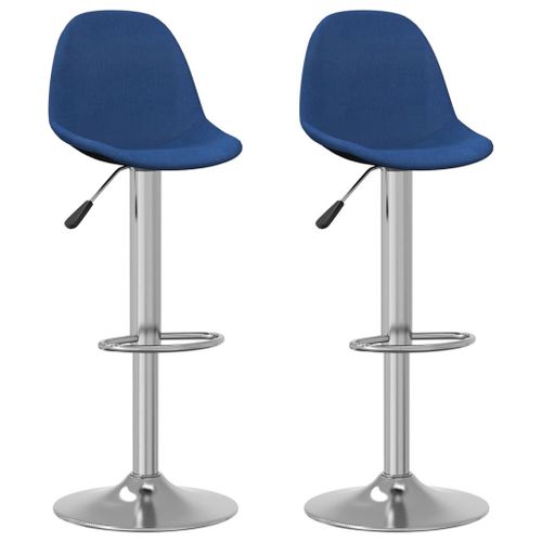 Vidaxl Tabourets De Bar Lot De 2 Bleu Tissu