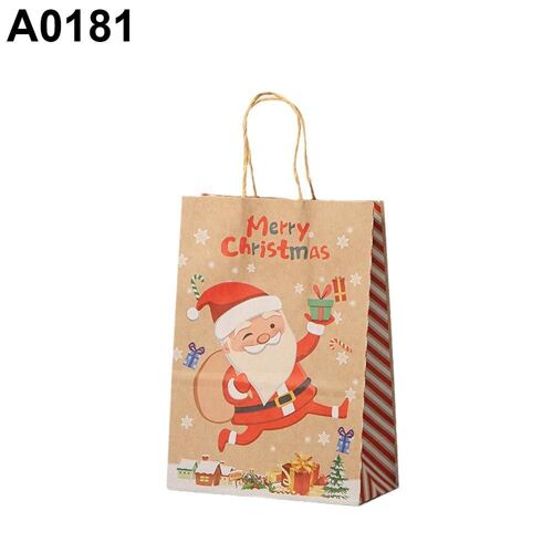 Sac En Papier Kraft Pour Noël, Emballage, Poignée, Flocons De Neige, Nouvel An, Cadeau De Fête, Décoration Pour Enfants, 1 Pièce
