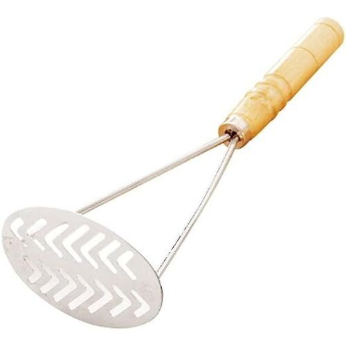Presse Purée En Acier Inoxydable Avec Un Manche En Bois (26 * 10 Cm) - Ustensile De Cuisine Pour Ecraser Les Pommes De Terre Ou Autres