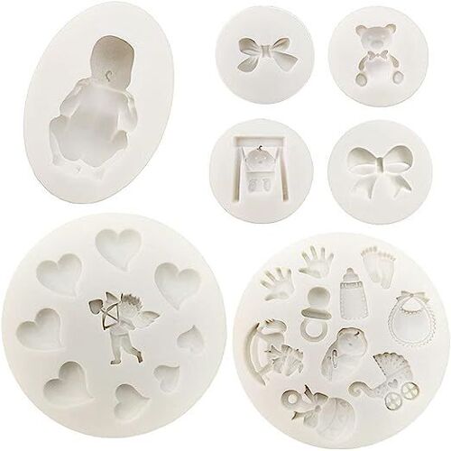 7 Pcs Fondant Moules À Bonbons En Silicone, 3d Bébé Endormi Sucre Artisanal Décoration De Gâteau Décoration Pour Cupcake Projets D'artisanat Pâte À Gomme Résine Moule En Argile Polymère