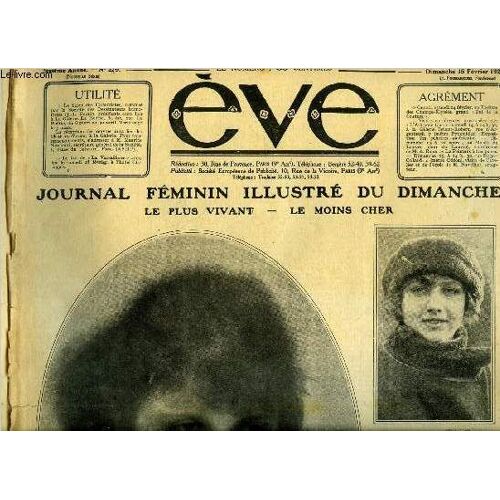 Eve N° 229 - Jane Marceau, La Princesse Charmante De La Chanson, Mlle Gilberte Mormont, Le Salon Des Femmes Peintres Et Sculpteurs, La Tuberculose Pulmonaire Est-Elle Curable ?, La Grande(...)