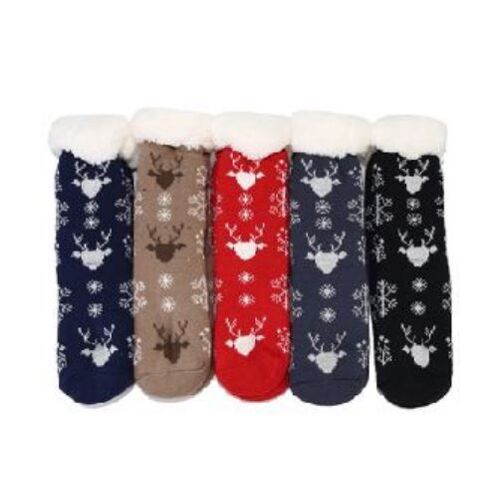 Chaussette Chausson Avec Semelle Anti Derapante Noel Rennes T 40/47 Couleur En Fonction Du Stock