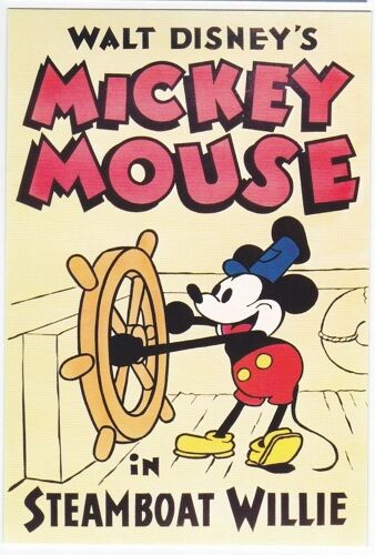 Carte Postale Disney - Mickey - Steamboat Willie, 1928