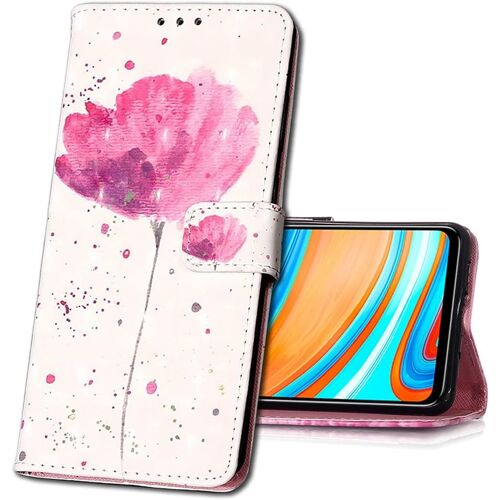 Coque Pour Xiaomi Redmi Note 10, Etui Nouveau 3d Effet Cuir Pu+Tpu Silicone Carte Antichoc Support Portefeuille Magn¿¿Tique Housse Pour Xiaomi Redmi Note 10s. Yb Red Flower