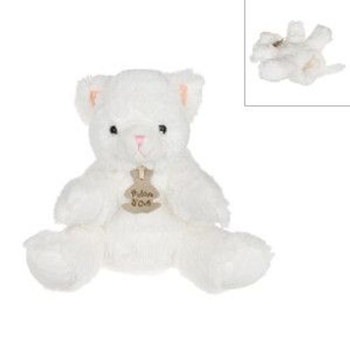 Doudou Marionnette Peluche Histoire D'ours Chat Katze Cat Ours Bear Bar 25 Cm Ho1384  Blanc