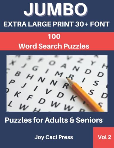 Jumbo Extra Large Print 30+ Font 100 Word Search Puzzles Vol 2