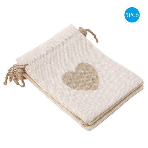 Sac D'emballage De Cadeau Écologiquue Et Beau, Sac De Poche En Imitation De Lin À Double Cordon De Serrage