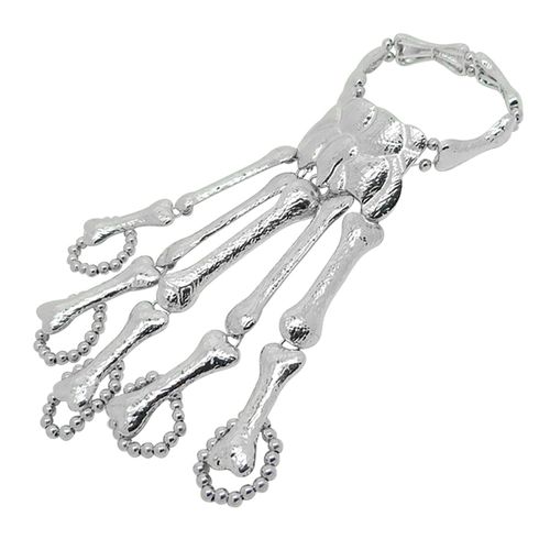 Bracelet De Doigt De Squelette En Alliage, Doigt De Crâne Flexible Pour Robe D'Halloween, Accessoires De Costume De Cosplay