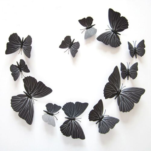 Autocollants Muraux Papillons 3d Enn Pvc, 12 Pièces, Décoration De Salle, Fenêtre, Haute Qualité