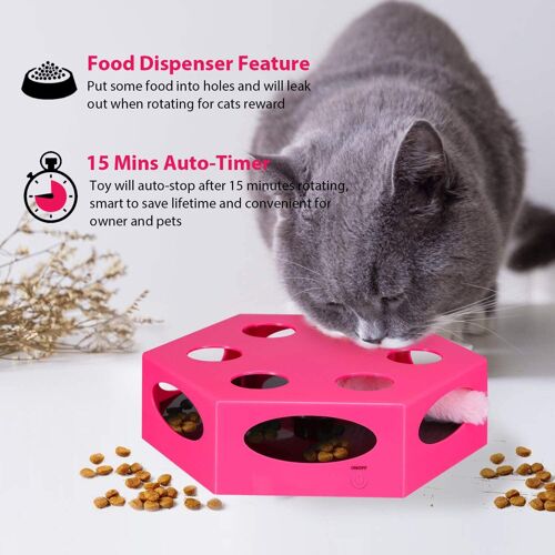 Puzzle Rotatif Automatique Pour Chaat, Jouets Interactifs, Boîte En Bois Amusante Pour Jouer, Fournitures Pour Chat, Poupée Avec Plumes, Minuterie