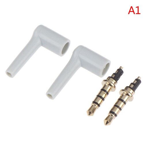 Prises Audio 90 degrés 3.5mm, 2 pièces/lot, noir et blanc, connecteur adaptateur jack pour casque stéréo, 3 ou 4 pôles, plaqué or 3.5