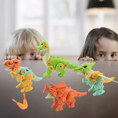 Lot De 4 Modèles De Dinosaures À Assembler Soi-Même, Ensemble De Jouets De Construction Pour Garçons En Bas Âge, Cadeaux De Noël