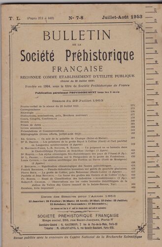 Bulletin De La Societe Prehistorique Francaise  Septembre Octobre 1953  L  9-10