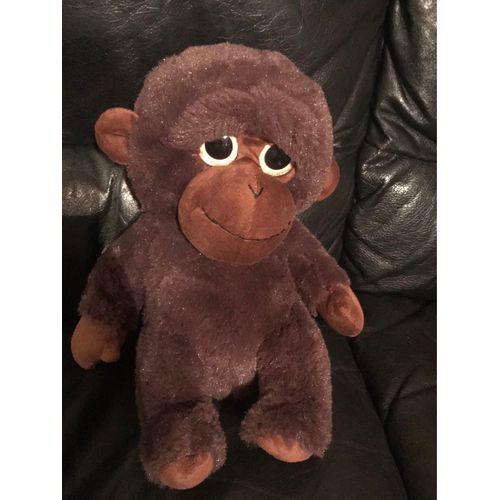 Peluche Doudou Singe Marron Yeux Brillants 30cm Forest Distribution 