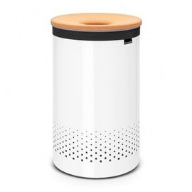 Brabantia Corbeille à linge avec couvercle de liège, 60L - White / Cork brown