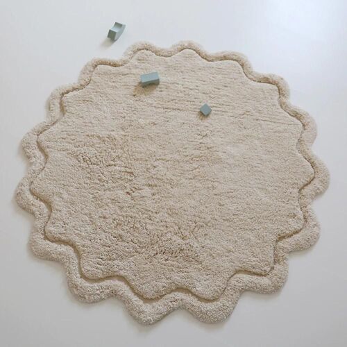 Tapis enfant 110 cm coton SWEET APRIL ECRU lavable en machine