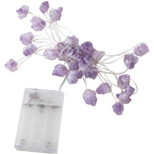 Guirlande Lumineuse Féerique À 30led, 3m, En Cristal Améthyste Naturel, Suspendue, Guérison, Reiki, Lampe D'extérieur, Pour Noël, Mariage