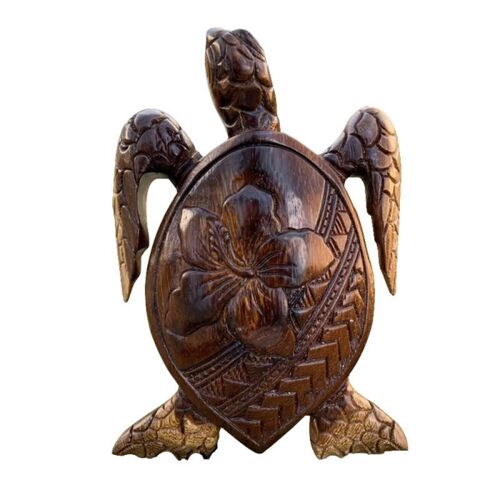 Statue de tortue hawaïenne, Sculpture en bois, artisanat créatif, ornements de bureau, Simulation d'animaux marins, décoration de jardin de maison, 1 pièce