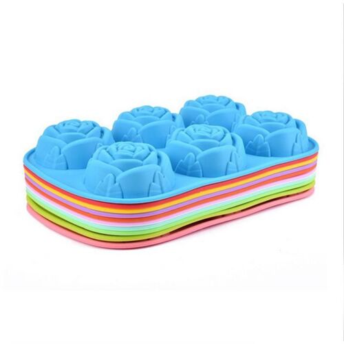 Moule À Gâteaux En Silicone Avec 6 Roses, Crème Glacée, Chocolat, Savon, Cupcake 3d, Ustensiles De Cuisson, Plat, 1 Pièce, Nouveauté 2021