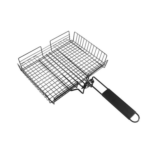 Panier De Barbecue En Métal Antiadhésif Avec Couvercle, Accessoires De Bbq D'extérieur Pliables Et Amovibles Pour Steak De Poisson