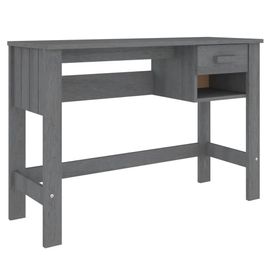 Bureau Table Poste De Travail Meuble D'ordinateur Informatique Étude Hamar Foncé 110 X 40 X 75 Cm Bois Massif De Pin Gris Helloshop26 02_0023854