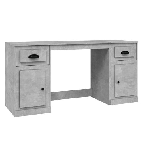 Bureau table poste de travail meuble d'ordinateur informatique étude avec armoire bois d'ingénierie gris Helloshop26 02_0023389