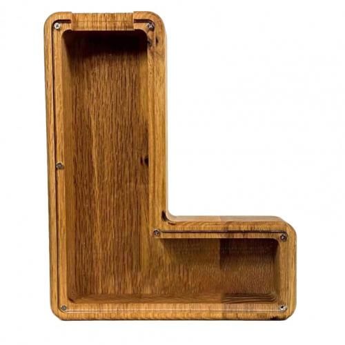 Tirelire en bois massif en forme de lettre, Souvenir significatif pour chambre à coucher, ornements de bureau, accessoires de maison, 1 pièce