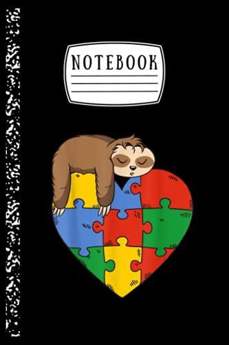 Notebook: Cute Sloth Autism Parents Autistic Child Awareness Notebook Ruled Lined Notebook Pages For Writing