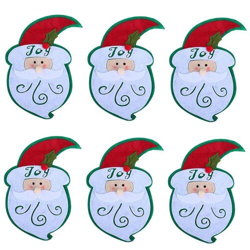 Pochettes De Noël, 6 Pièces, Vaisseelle De Table, Décorations De Couverts, Sacs En Tissu, Décor De Noël