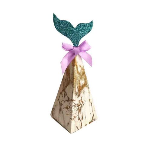 Boîtes à bonbons en papier en formee de queue de sirène, sacs cadeaux, boîtes à Popcorn, décor de fête pour enfants, 18.5cm x 6cm x 6cm, 10 pièces