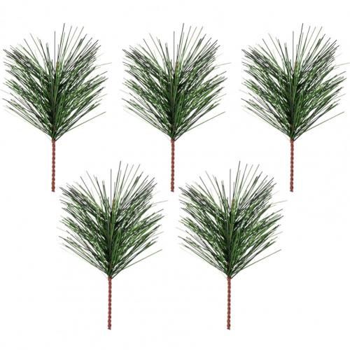 Feuilles vertes artificielles, 5 pièces/ensemble, vives, exquises, faites à la main, Simulation multi-usages, aiguille de pin, décoration de noël pour la maison