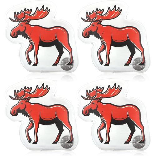 KALANKA-COM-FOUR® 4X Chauffe-Poches réutilisables - Chauffe-Mains avec Motif élan - Coussin Chauffant pour Les journées Froides et pour Les déplacements - Coussin Chauffant (04 pièces - Rouge élan)