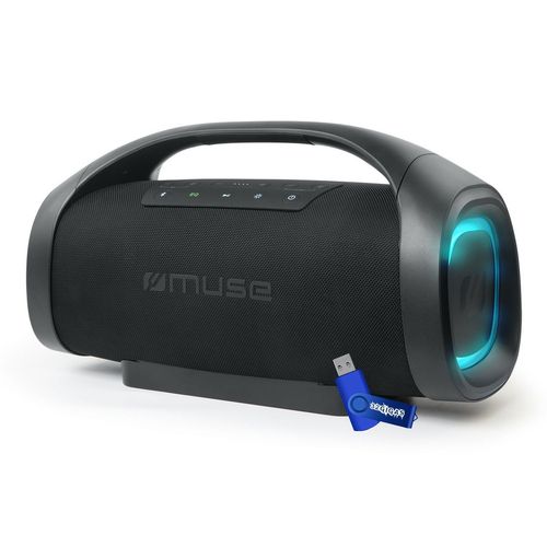 Enceinte Bluetooth Hifi MUSE M-980 BT USB sur batterie - 300W LED - IPX6 Resistance aux projections+ clé USB 32gigas
