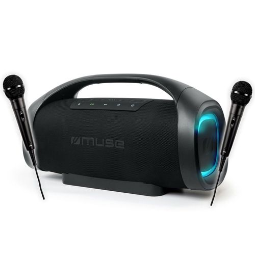 Enceinte Autonome MUSE M-980 BT USB Bluetooth 300W - 2 Micros filaires DJ Karaoké - IPX6 Resistance aux projections, Lumière LED