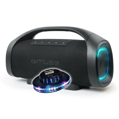 Enceinte Hifi MUSE M-980 BT USB Bluetooth Autonome 300W Lumière d'ambiance LED - IPX6 Resistance aux projections, soucoupe OVNI