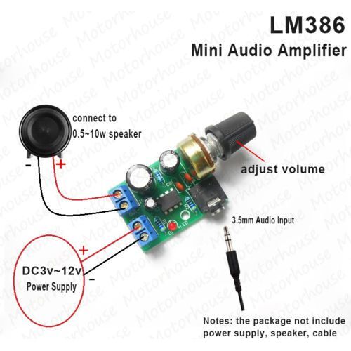 Carte amplificateur puissance Audio HIFI LM386, 2 pièces, Module Mini ampli DC 3V   12V 5v, jack 3.5mm Nipseyteko