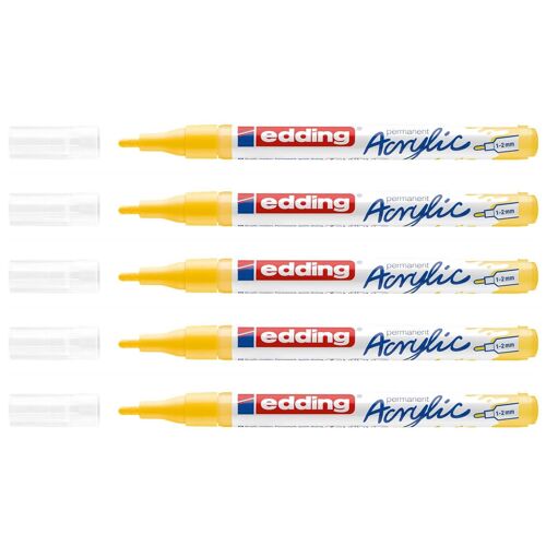 Edding Lot De 5 Marqueurs Acrylique 5300 Jaune Trafic Pointe Fine 1-2 Mm