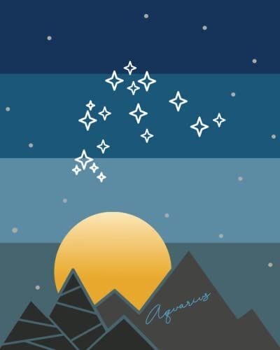 Aquarius Zodiac Constellation Graph Notebook: Grid 4x4 Squares Per Inch Journal For Note, Work, Draw.., Geometrical Design Night Sky With Stars For People Born In February, Gift Idea.