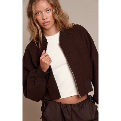 Veste Bomber Courte À Manches Froncées Chocolat, Chocolat