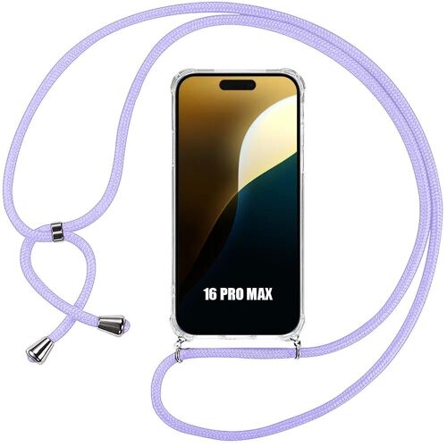 Coque Bandoulière Pour Iphone 16 Pro Max Coins Renforcés Anti-Rayure Souple + Bandoulière Violet - E.F.Connection