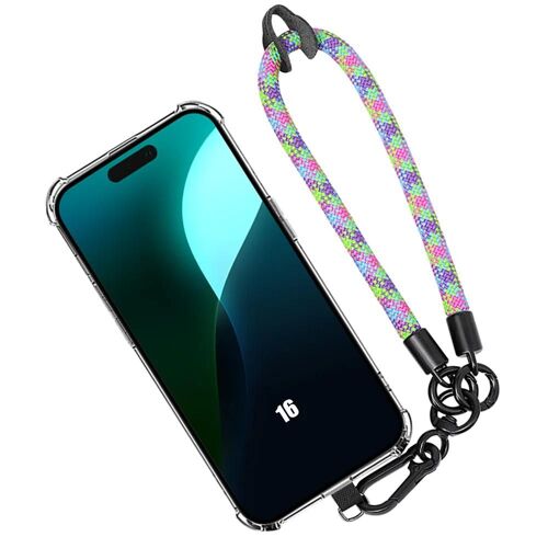 Coque Pour Iphone 16, Protection Transparente Antichoc Avec Dragonne Amovible Multicolore - E.F.Connection
