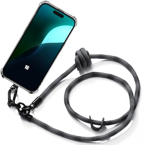 Coque Lanière Pour Iphone 16 - Protection Antichoc Avec Lanière Robuste Gris - E.F.Connection